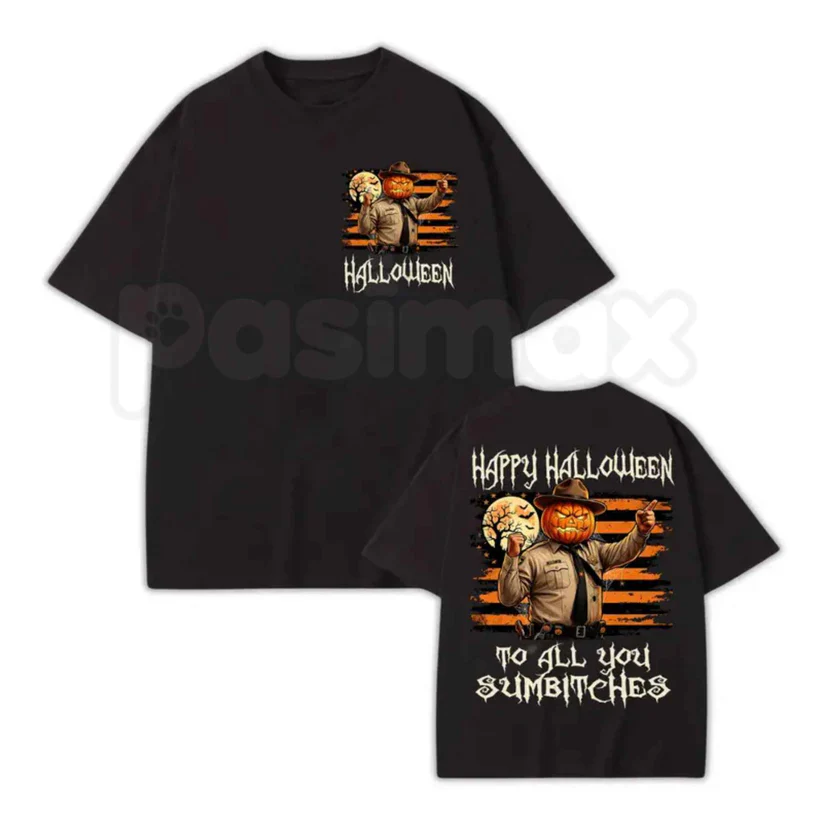 Funny Pumpkin Sheriff Halloween Tee/Sweatshirt/Hoodie– Spooky Season Cowboy Sarcastic Autumn Holiday Unisex Western Lawman Cotton