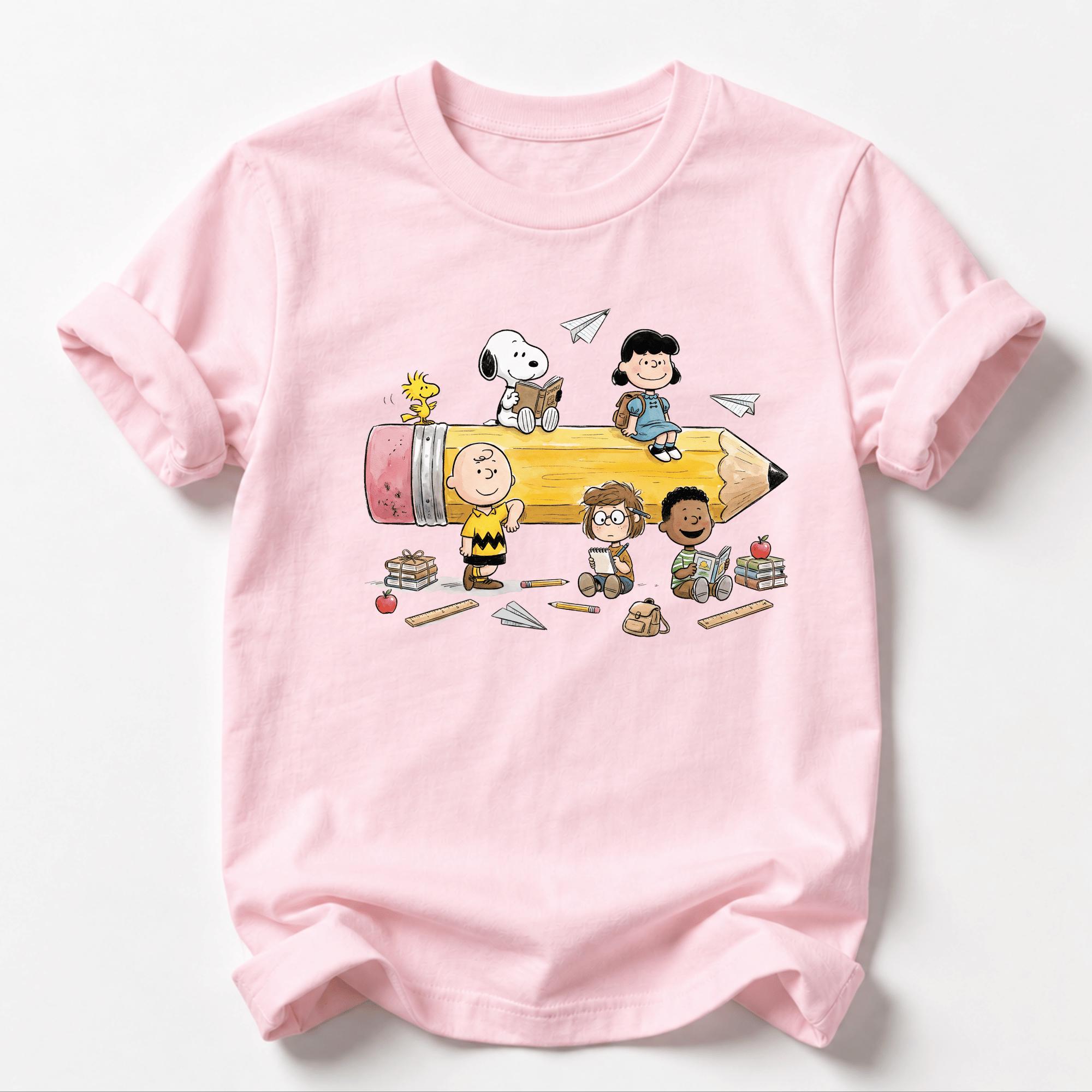 School Days Graphic T-Shirt – Classroom Friends Pencil Print Casual Unisex Tee