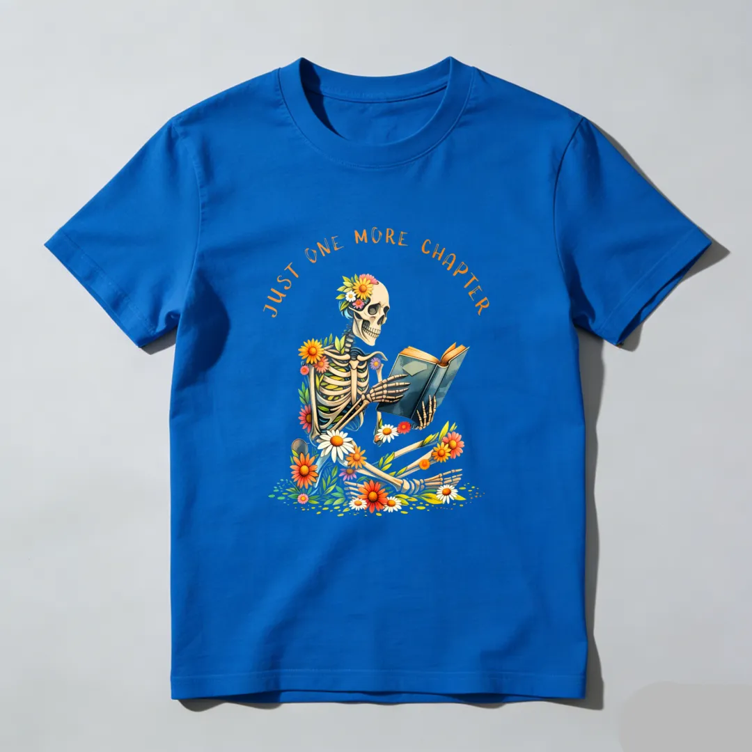 Skeleton Reading Book With Flowers Unisex Classic T-shirt
