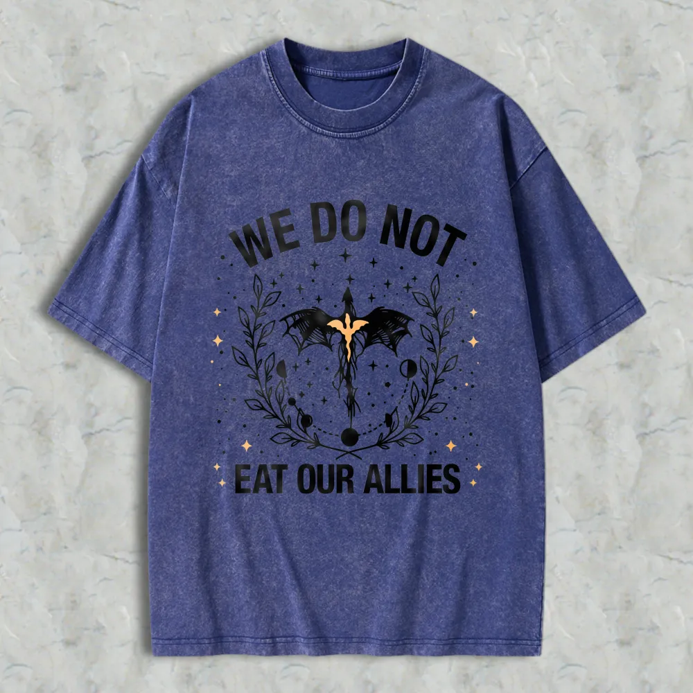 We Do Not Eat Our Allies Bat And Laurel Wreath Design Unisex Washed T-shirt