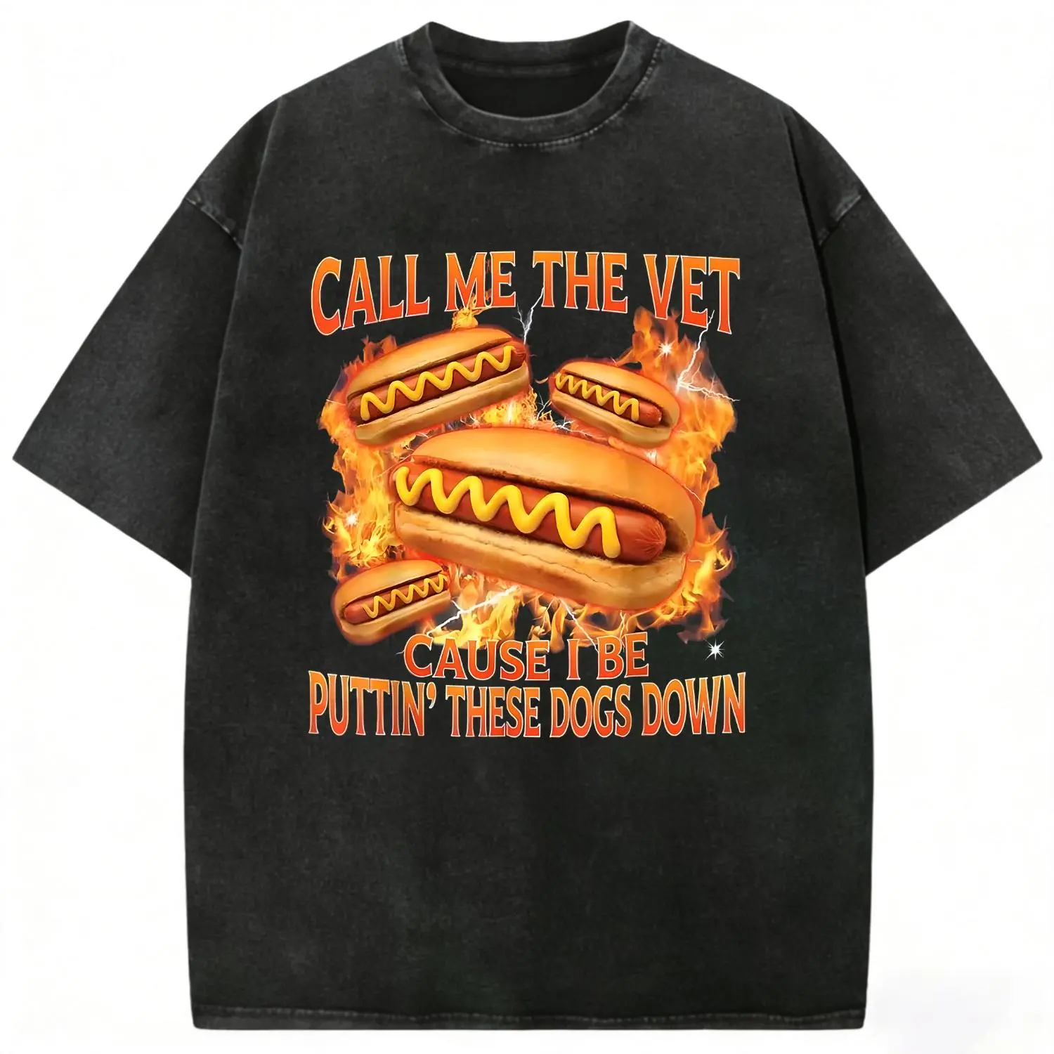 Funny Hot Dog Meme TShirt With Call Me The Vet Phrase Perfect For Humor Fans - Washed - Unisex