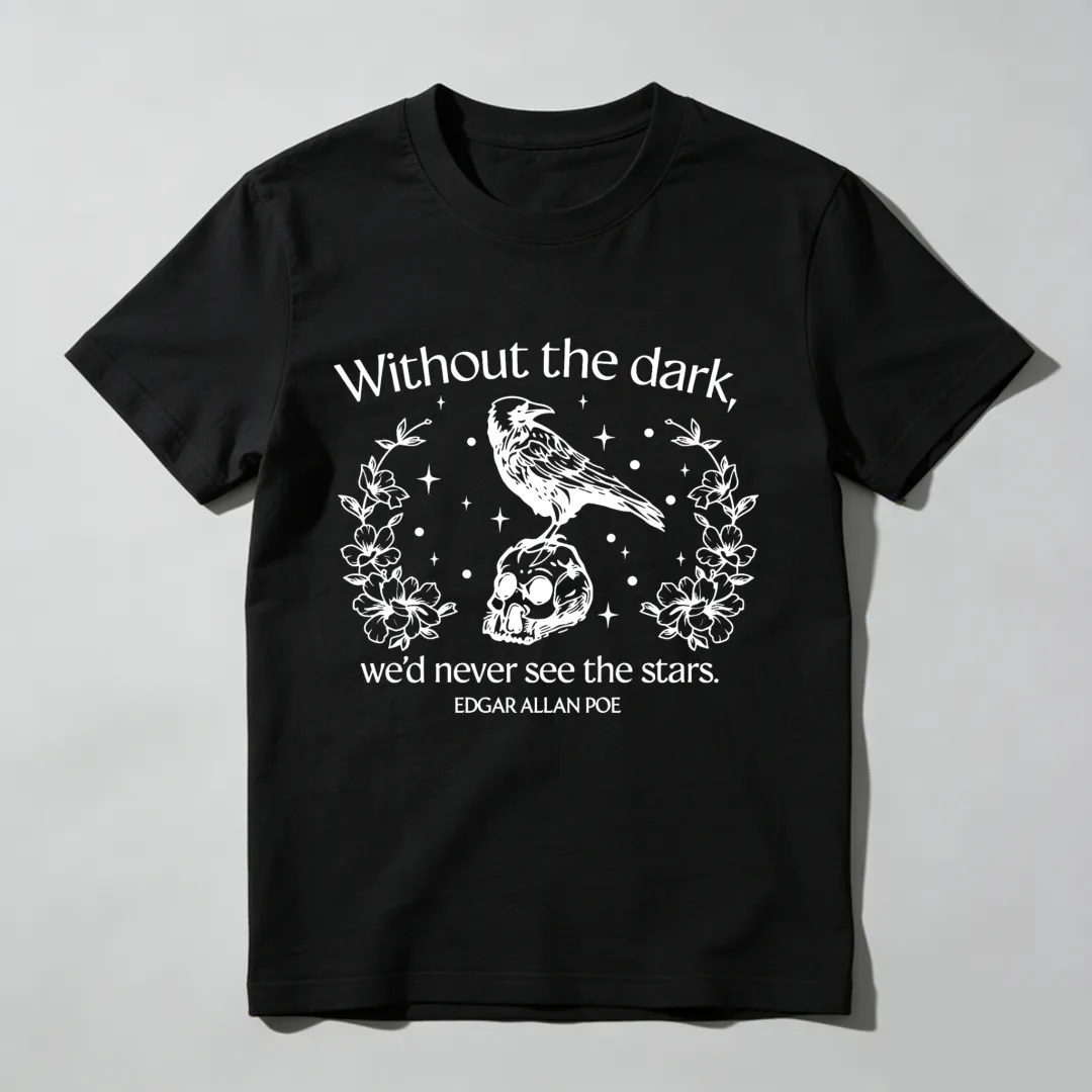 Raven Skull Flowers Stars Quote Poe Unisex Classic T-shirt