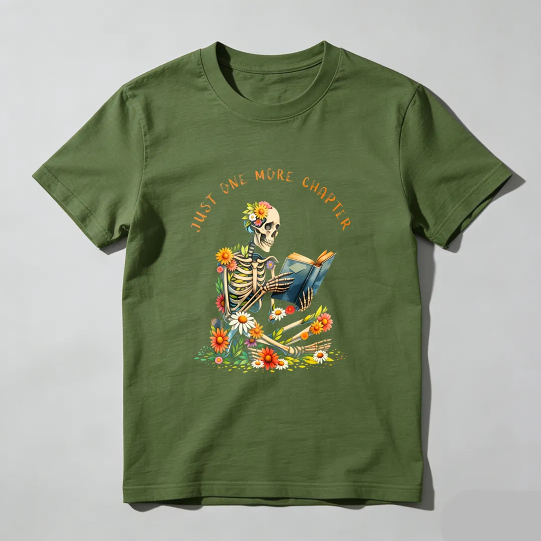 Skeleton Reading Book With Flowers Unisex Classic T-shirt