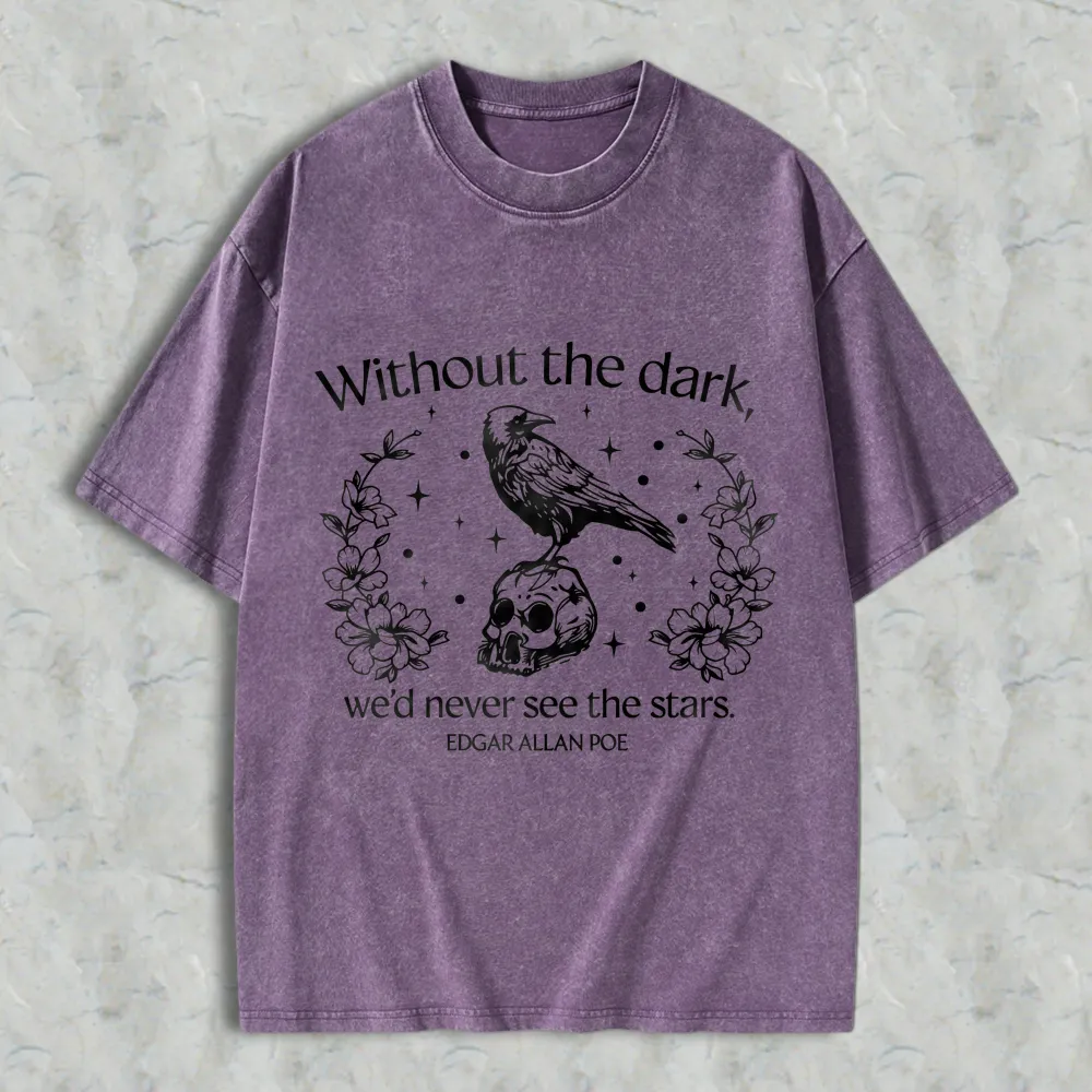 Raven Skull Floral Stars Quote Unisex Washed T-shirt
