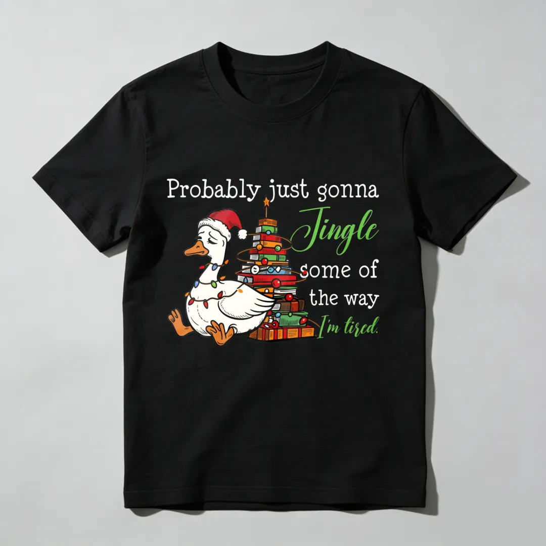 Duck Wearing Santa Hat Near Christmas Tree Unisex Classic T-shirt