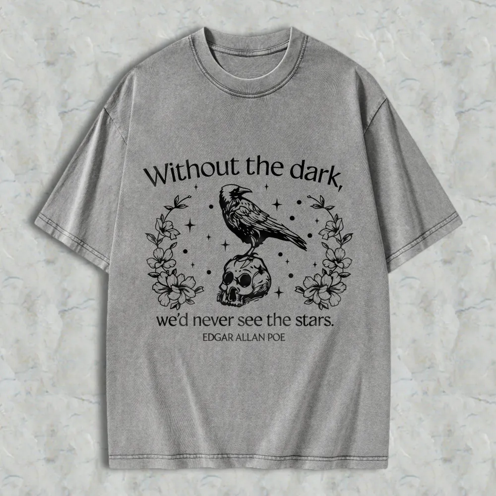 Raven Skull Floral Stars Quote Unisex Washed T-shirt