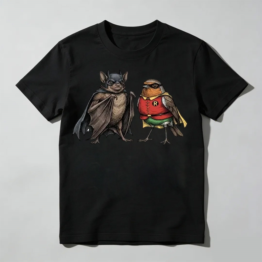 Comfort Colors® Bat Robin T-Shirt, Superhero Batman Animal Graphic Tee, Comic Fan Apparel