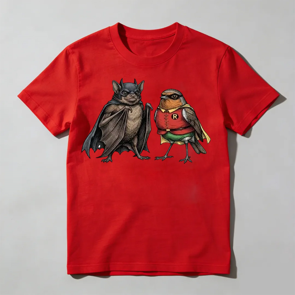 Comfort Colors® Bat Robin T-Shirt, Superhero Batman Animal Graphic Tee, Comic Fan Apparel