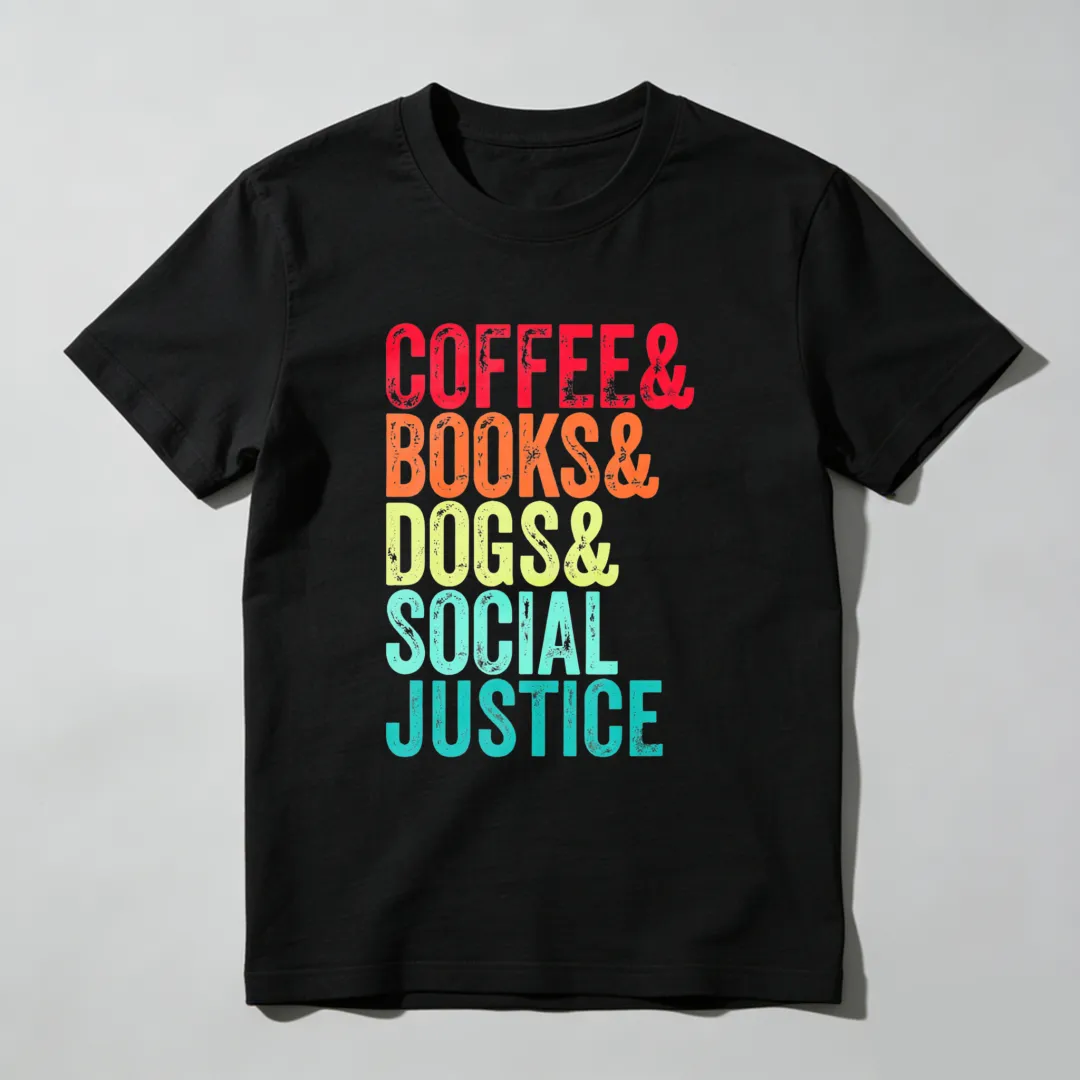 Coffee Books Dogs Social Justice Unisex Classic T-shirt