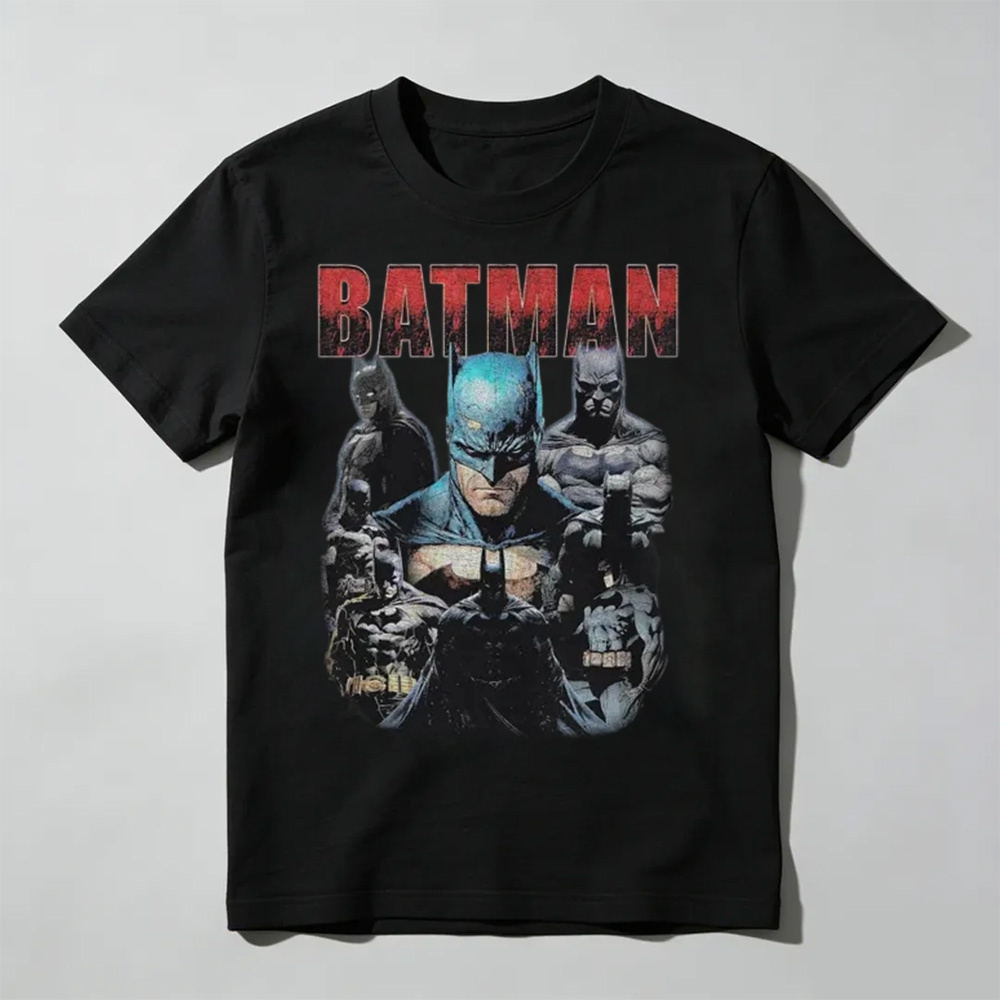 Batman Vintage 90s Bootleg Rap Tee | Retro DC Comic Superhero Graphic T-Shirt | Oversized Streetwear Shirt | Dark Knight Fan Gift