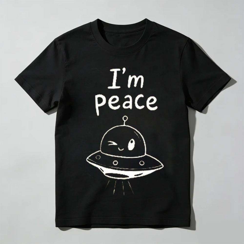 Unisex - Funny Alien Couple Matching Shirts I Come In Peace I'm Peace UFO T-Shirt - Valentine's Day Gifts