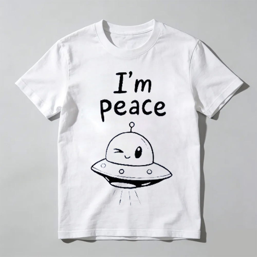 Unisex - Funny Alien Couple Matching Shirts I Come In Peace I'm Peace UFO T-Shirt - Valentine's Day Gifts