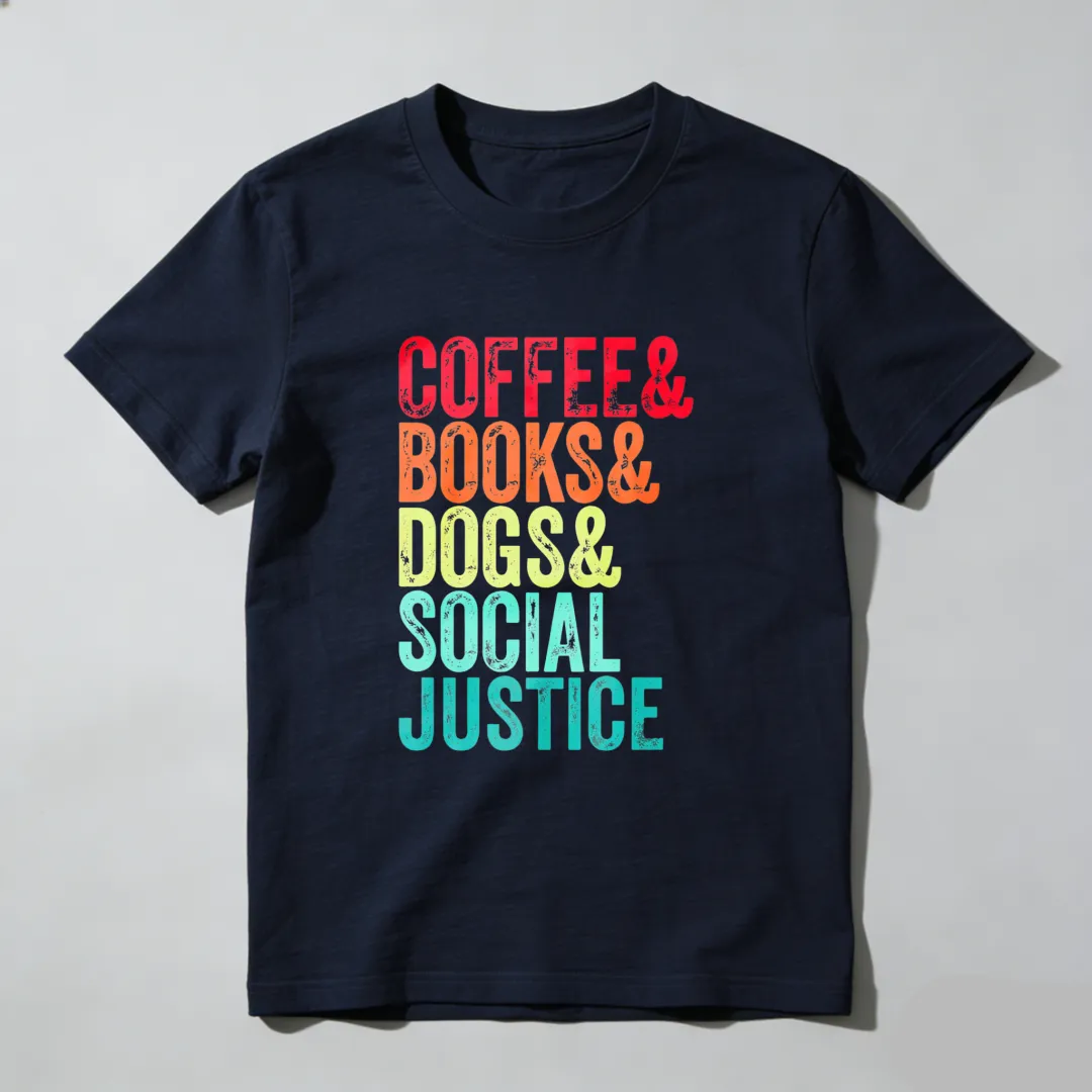 Coffee Books Dogs Social Justice Unisex Classic T-shirt