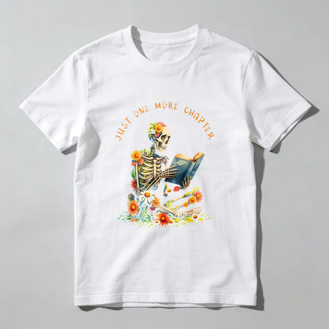 Skeleton Reading Book With Flowers Unisex Classic T-shirt