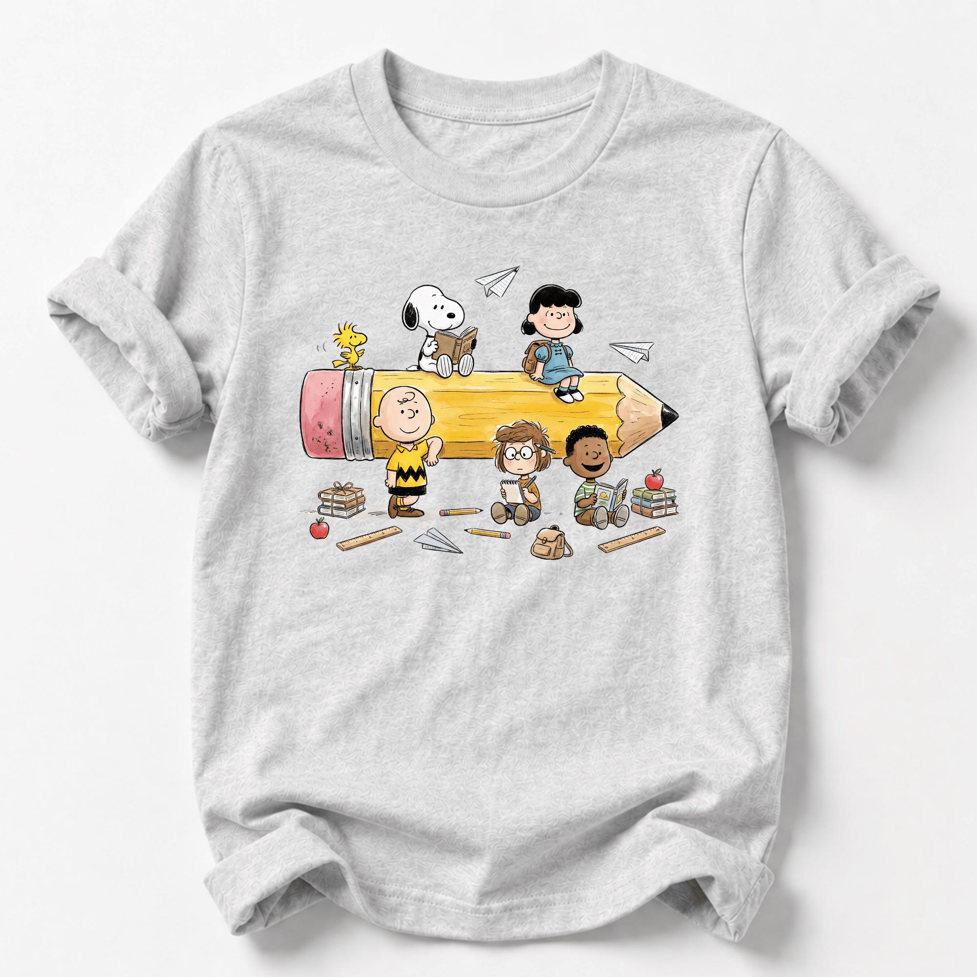 School Days Graphic T-Shirt – Classroom Friends Pencil Print Casual Unisex Tee