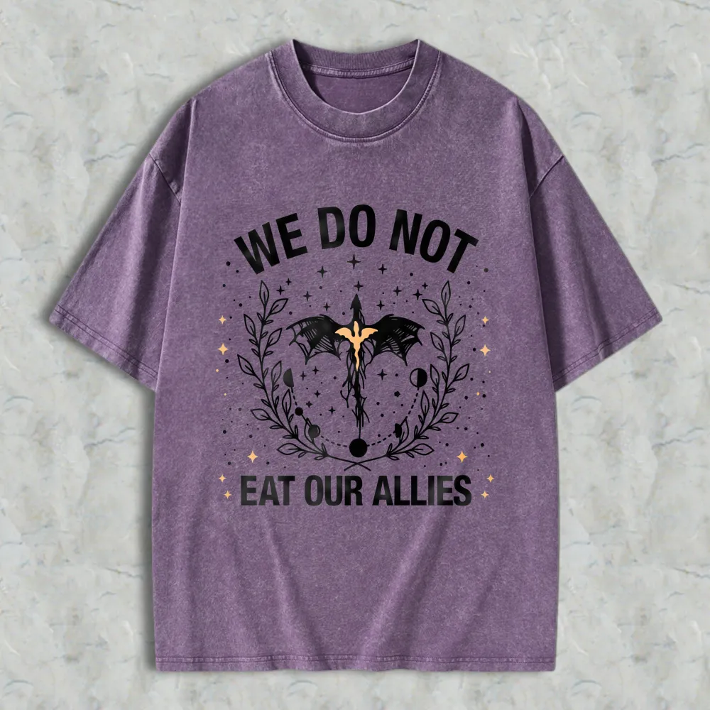 We Do Not Eat Our Allies Bat And Laurel Wreath Design Unisex Washed T-shirt