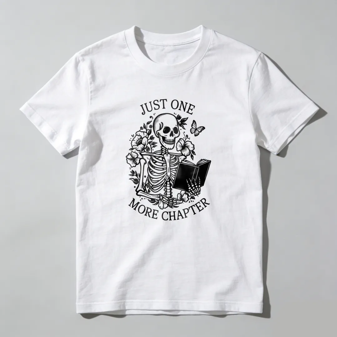 Skeleton Reading Book With Flowers And Butterfly Unisex Classic T-shirt