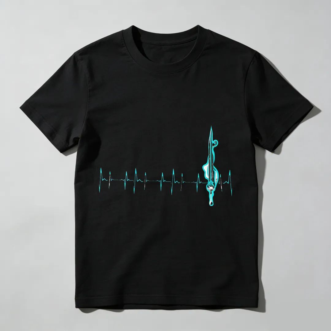 Heartbeat With Violin Note Pattern Unisex Classic T-shirt