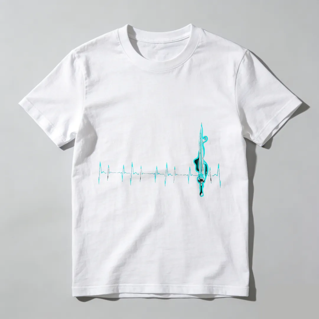 Heartbeat With Violin Note Pattern Unisex Classic T-shirt