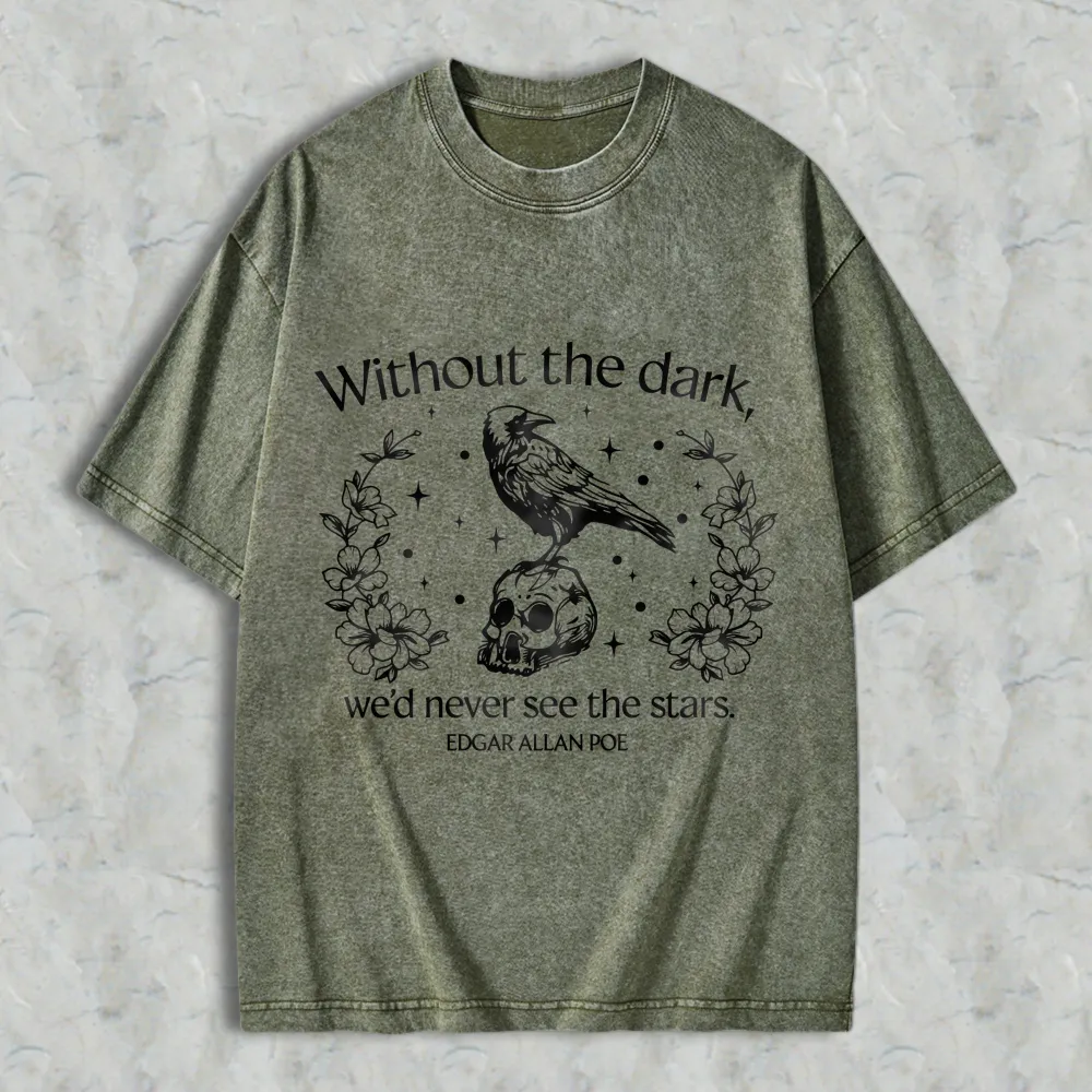 Raven Skull Floral Stars Quote Unisex Washed T-shirt