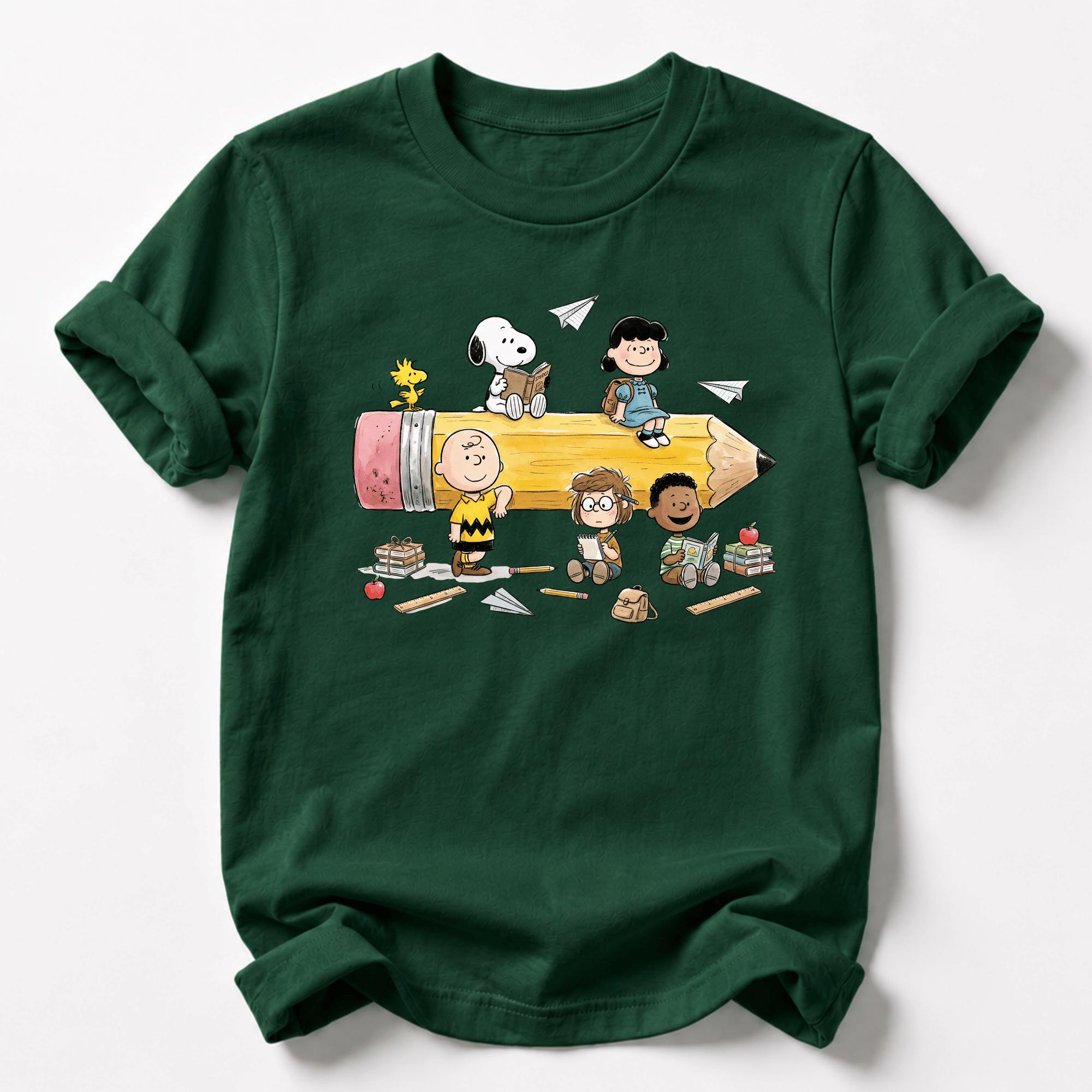 School Days Graphic T-Shirt – Classroom Friends Pencil Print Casual Unisex Tee
