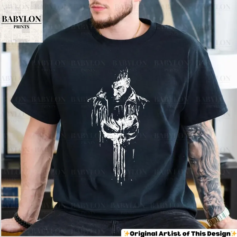 Retro Punisher Comic Shirt 2 Sided Print Vintage Punisher Shirt Frank Castle Shirt Comic Punisher Gift for Fan Daredevil Punisher Tee