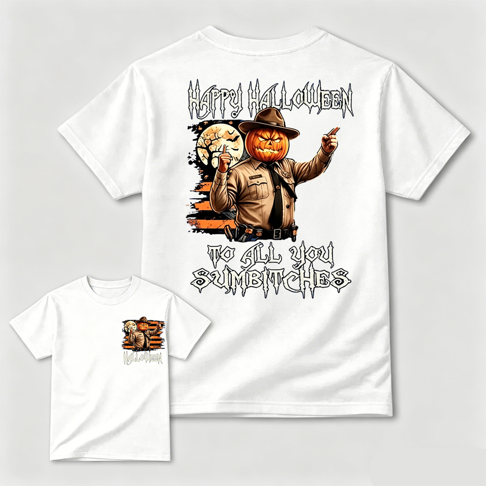 Funny Pumpkin Sheriff Halloween Tee/Sweatshirt/Hoodie– Spooky Season Cowboy Sarcastic Autumn Holiday Unisex Western Lawman Cotton
