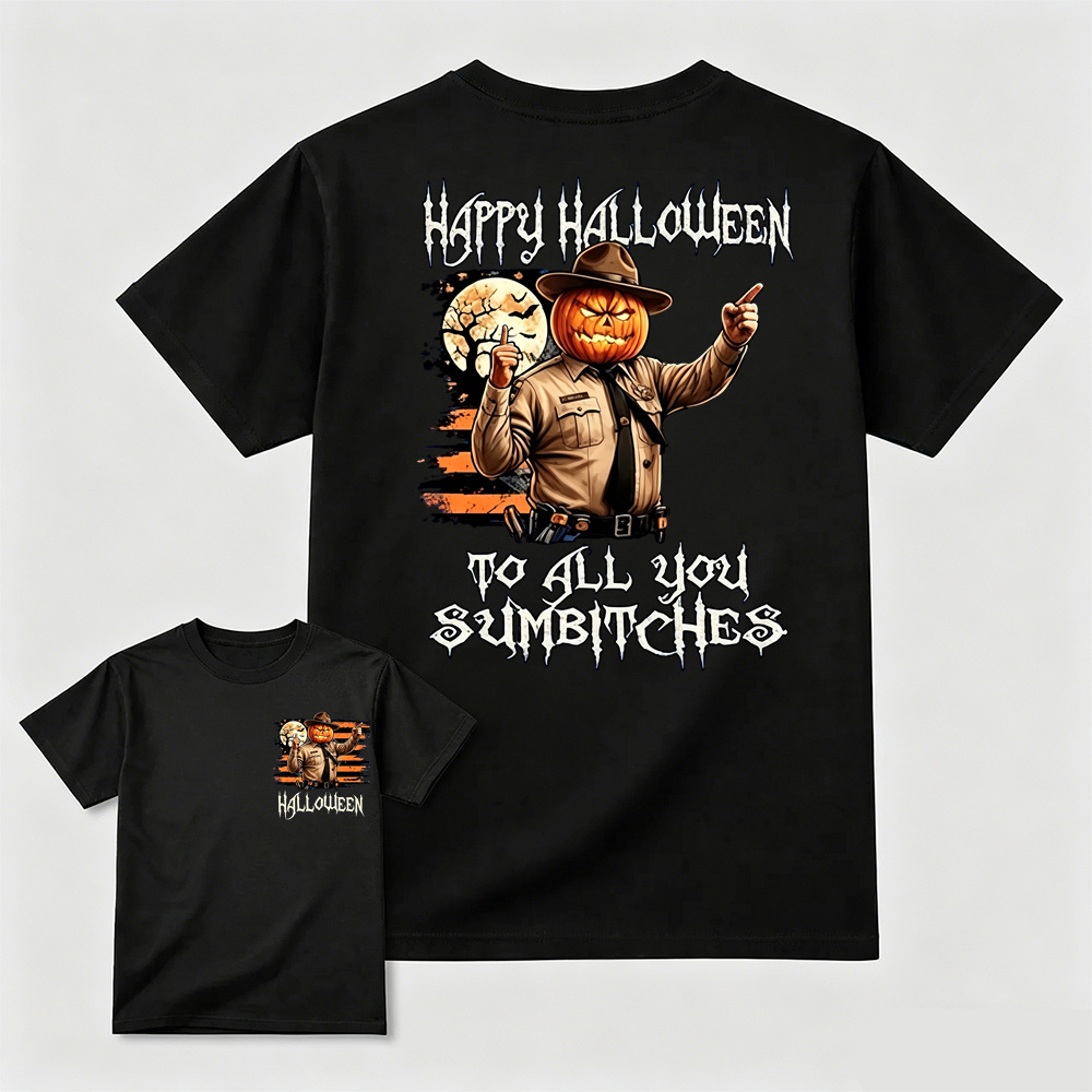 Funny Pumpkin Sheriff Halloween Tee/Sweatshirt/Hoodie– Spooky Season Cowboy Sarcastic Autumn Holiday Unisex Western Lawman Cotton