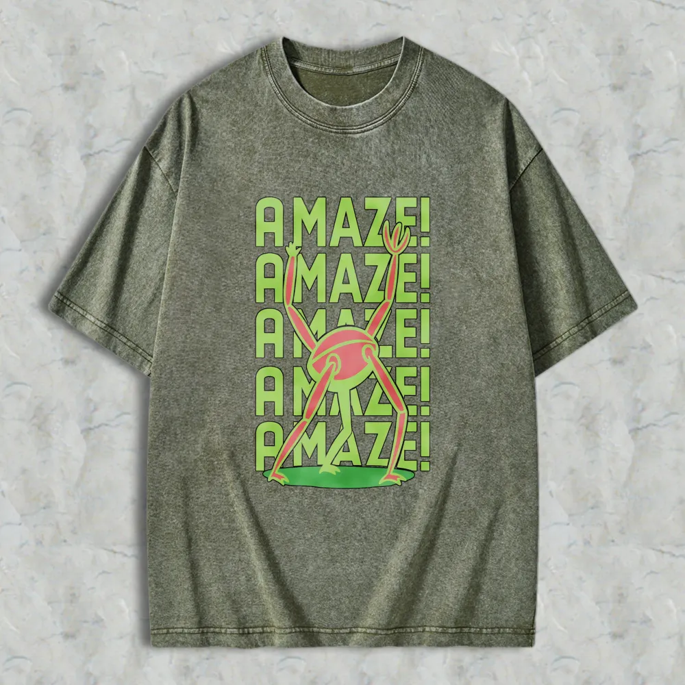 Wardrobecart Amazing Frog Stacked Text Design Unisex Washed T-shirt