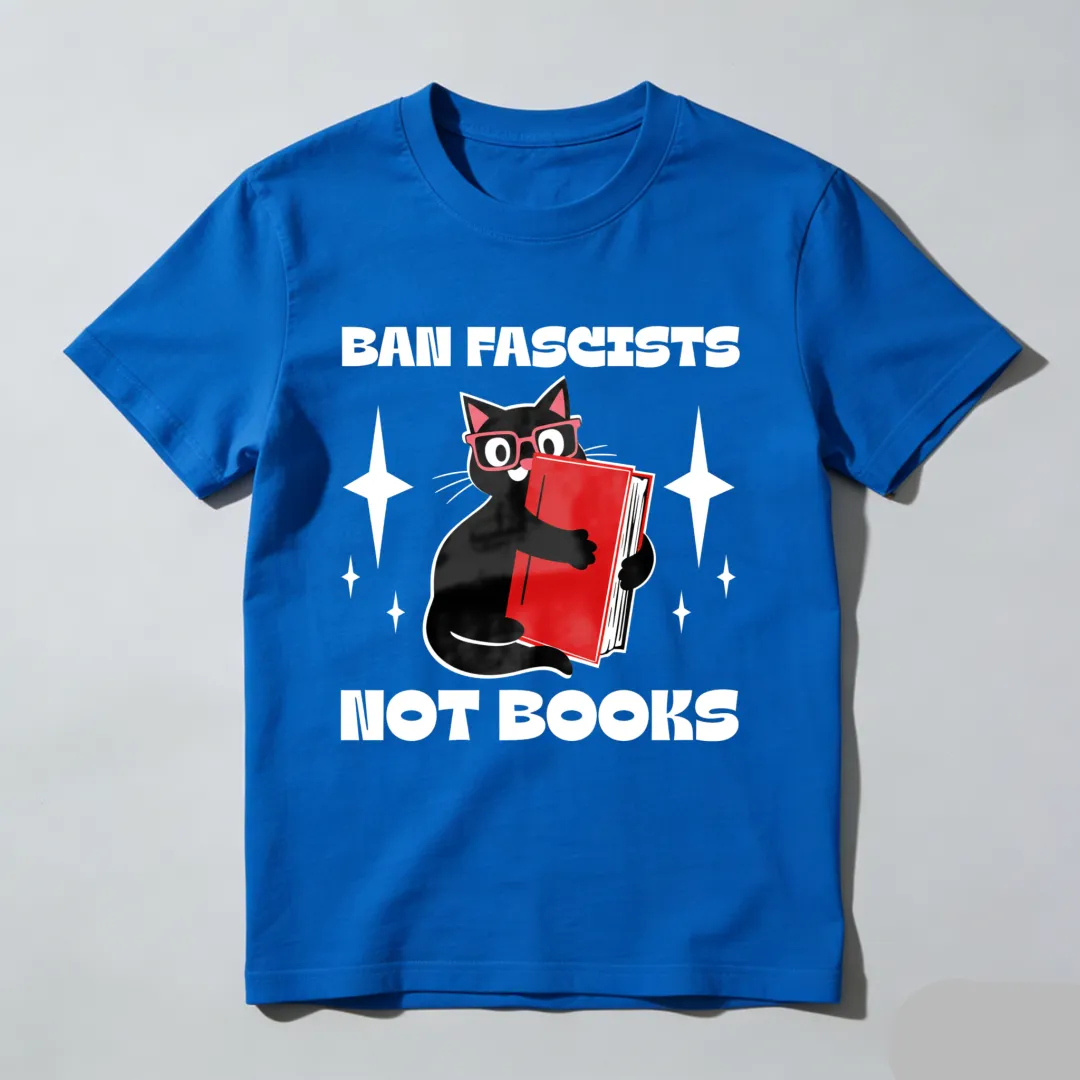 Ban Fascists Not Books Cat Reading Book Unisex Classic T-shirt