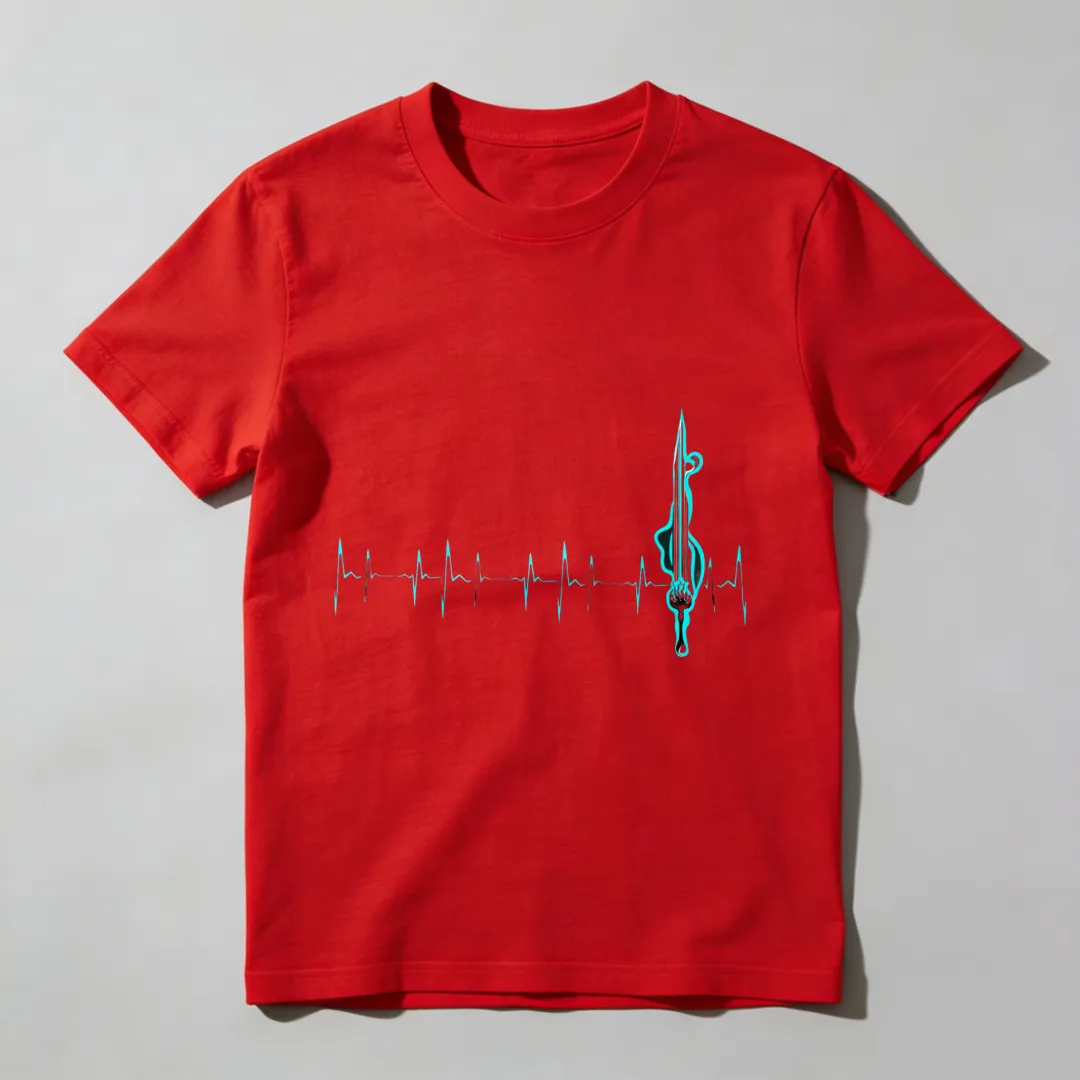 Heartbeat With Violin Note Pattern Unisex Classic T-shirt