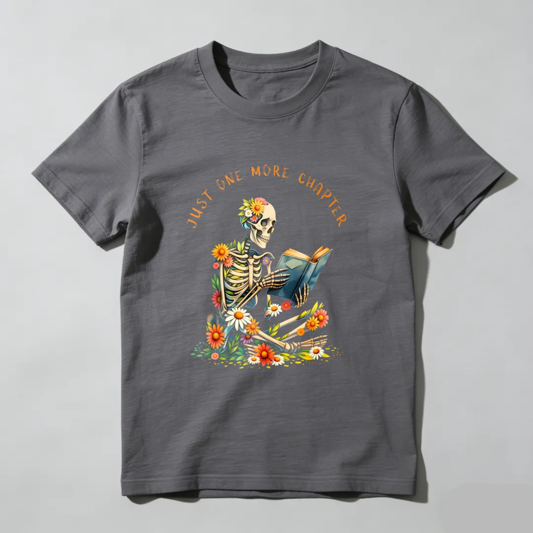 Skeleton Reading Book With Flowers Unisex Classic T-shirt