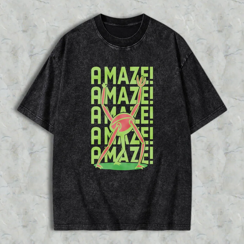 Wardrobecart Amazing Frog Stacked Text Design Unisex Washed T-shirt