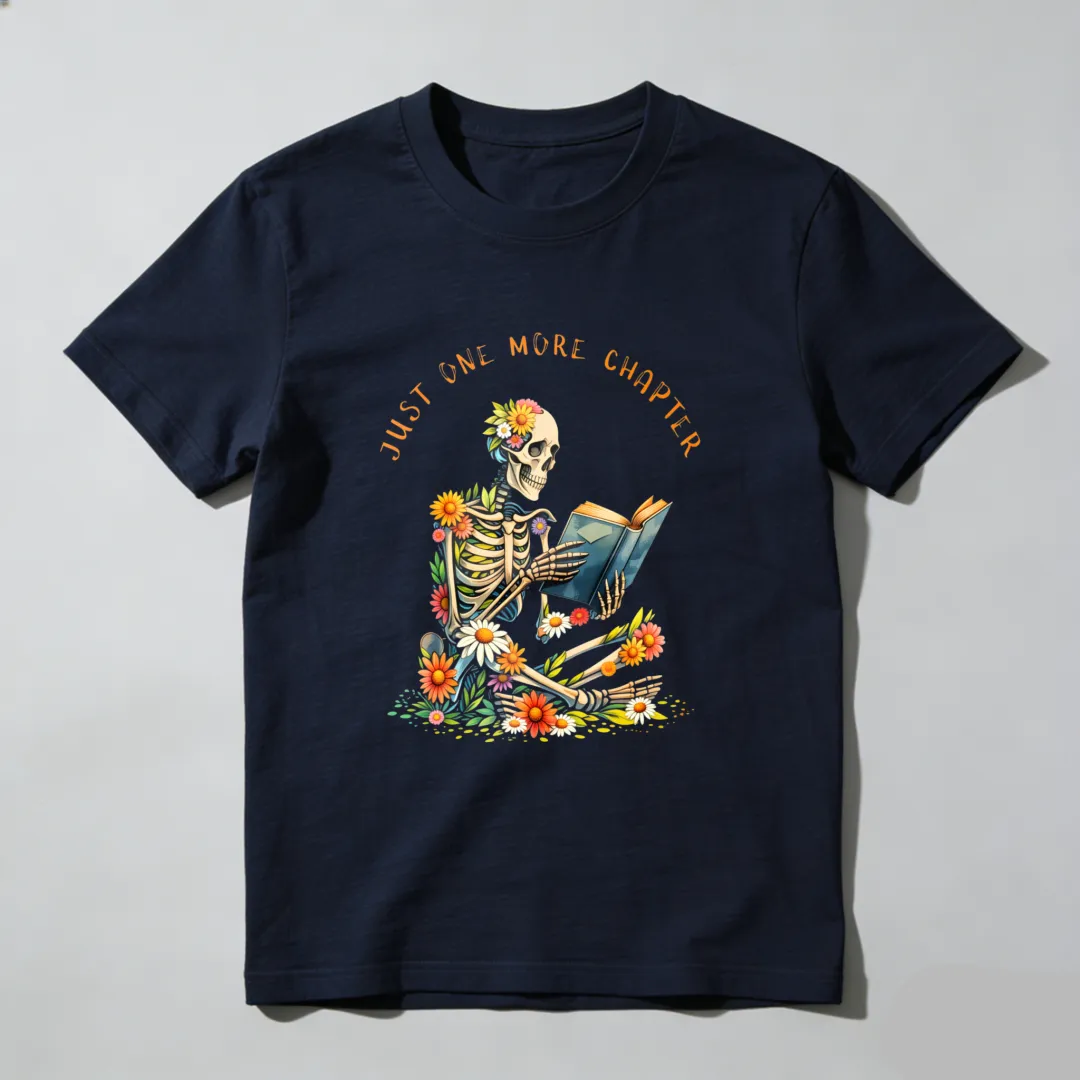 Skeleton Reading Book With Flowers Unisex Classic T-shirt