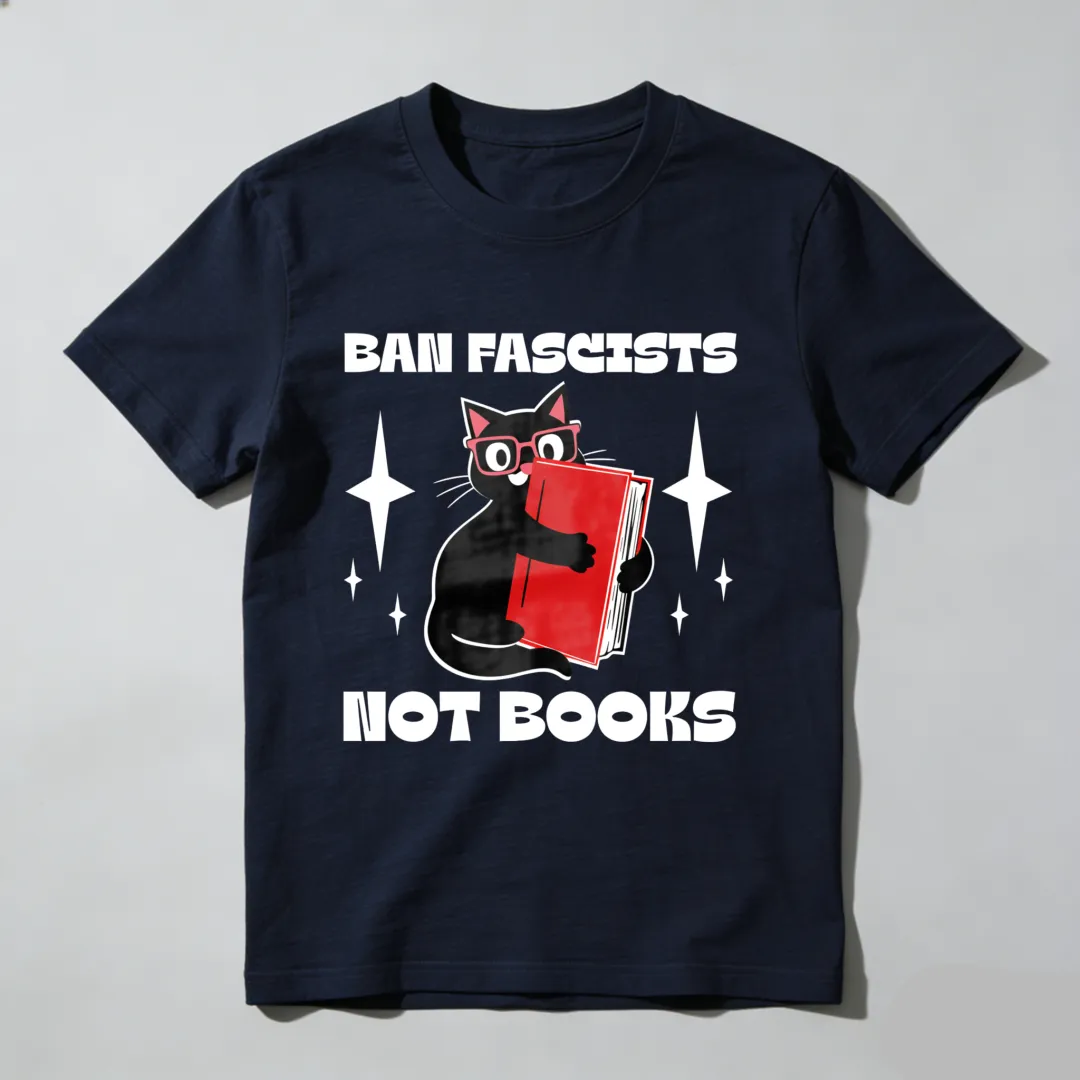 Ban Fascists Not Books Cat Reading Book Unisex Classic T-shirt