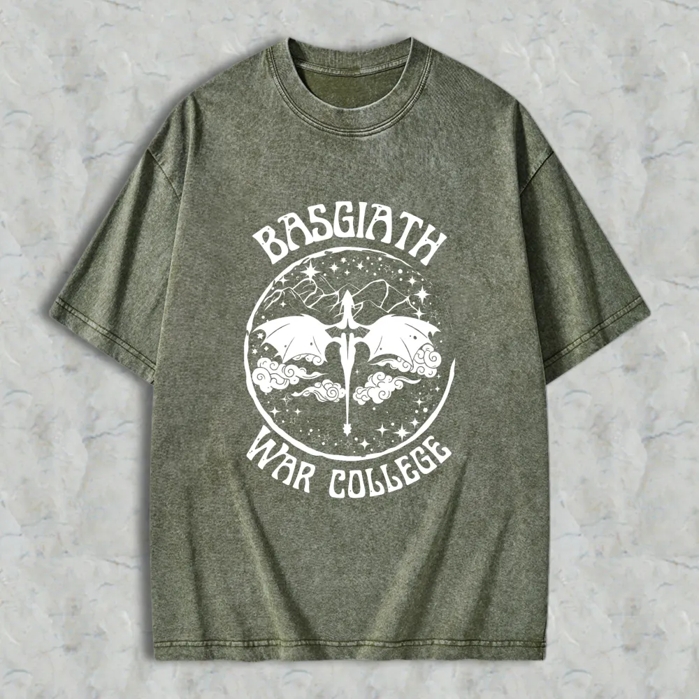 Basgiath War College Dragon And Sword Emblem Unisex Washed T-shirt