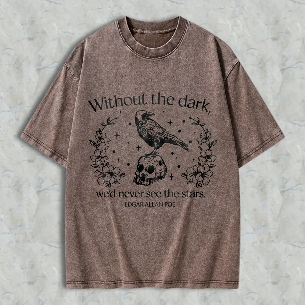 Raven Skull Floral Stars Quote Unisex Washed T-shirt