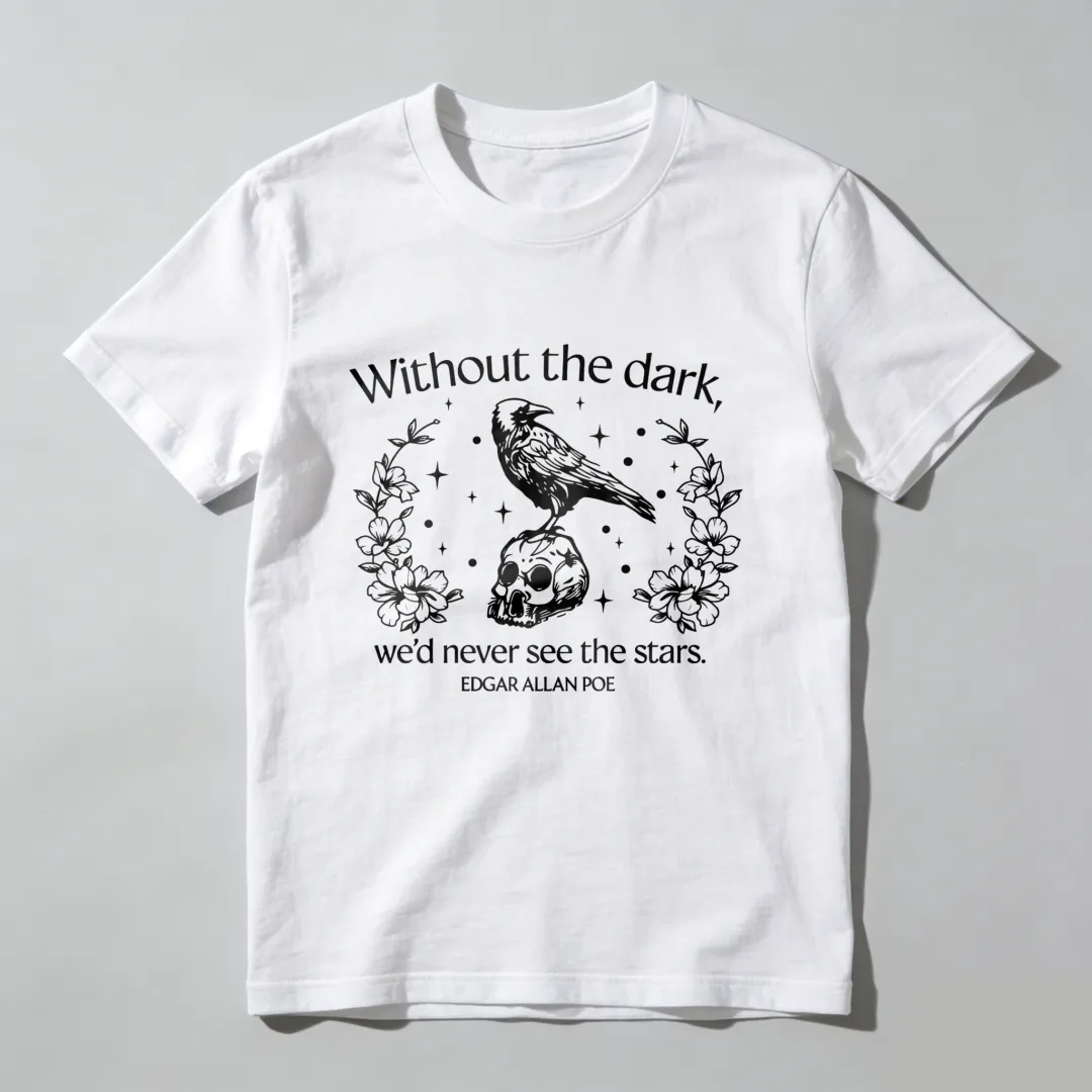 Raven Skull Flowers Stars Quote Poe Unisex Classic T-shirt