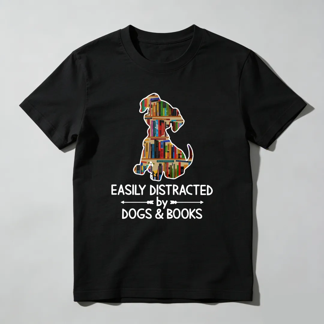 Dog Made Of Books Easily Distracted By Dogs And Books Unisex Classic T-shirt