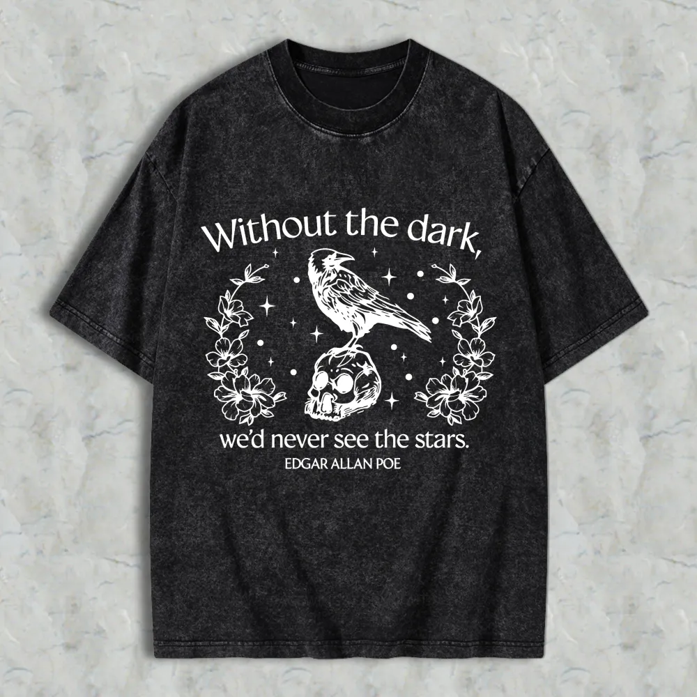 Raven Skull Floral Stars Quote Unisex Washed T-shirt