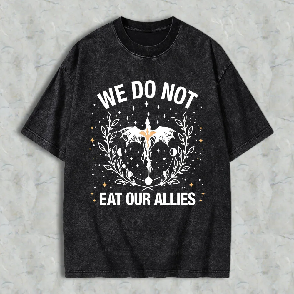 We Do Not Eat Our Allies Bat And Laurel Wreath Design Unisex Washed T-shirt