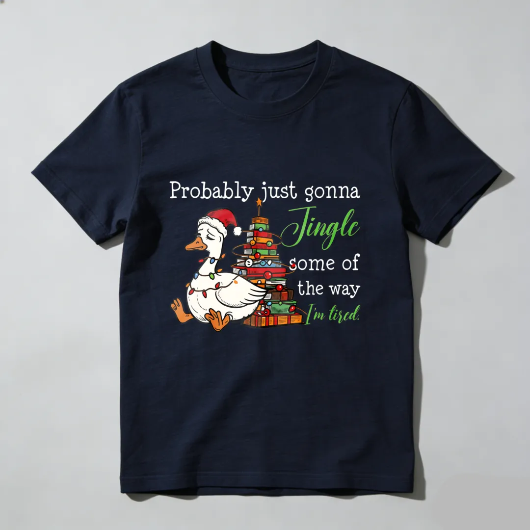 Duck Wearing Santa Hat Near Christmas Tree Unisex Classic T-shirt