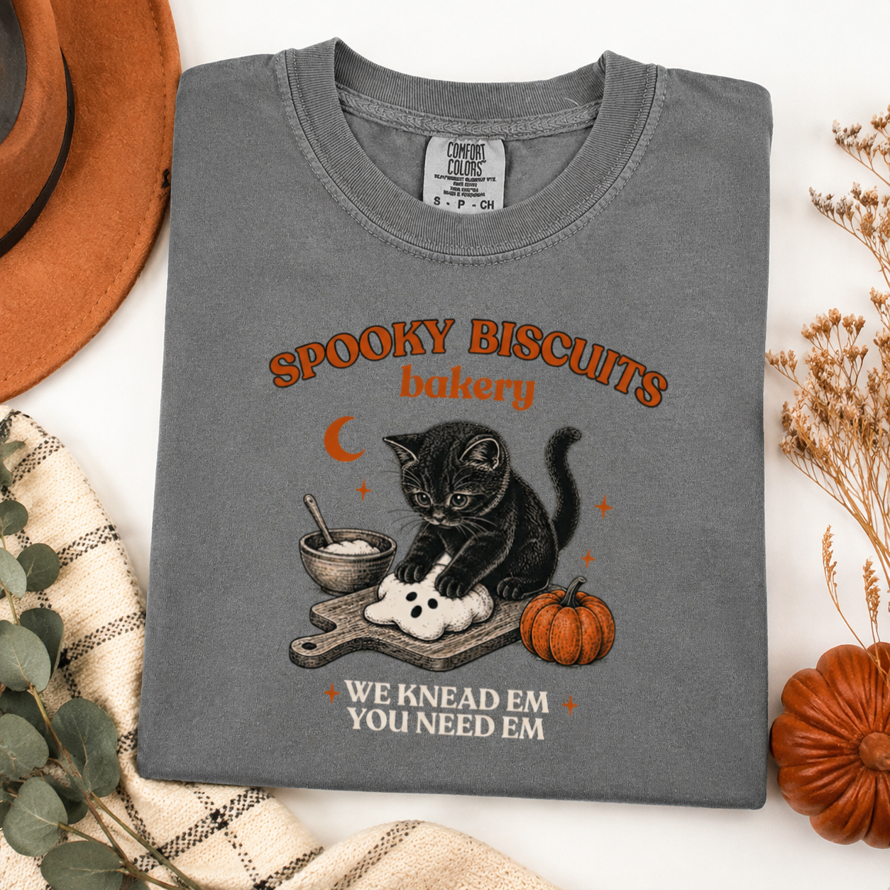 Kitty Biscuits Shirt Spooky Season Tee Black Cat