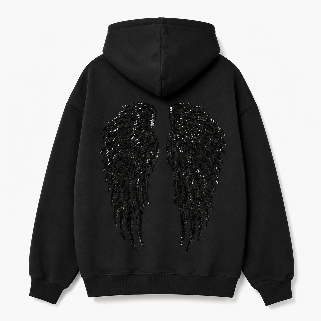 Sequin Angel Wings Embroidery Hoodie