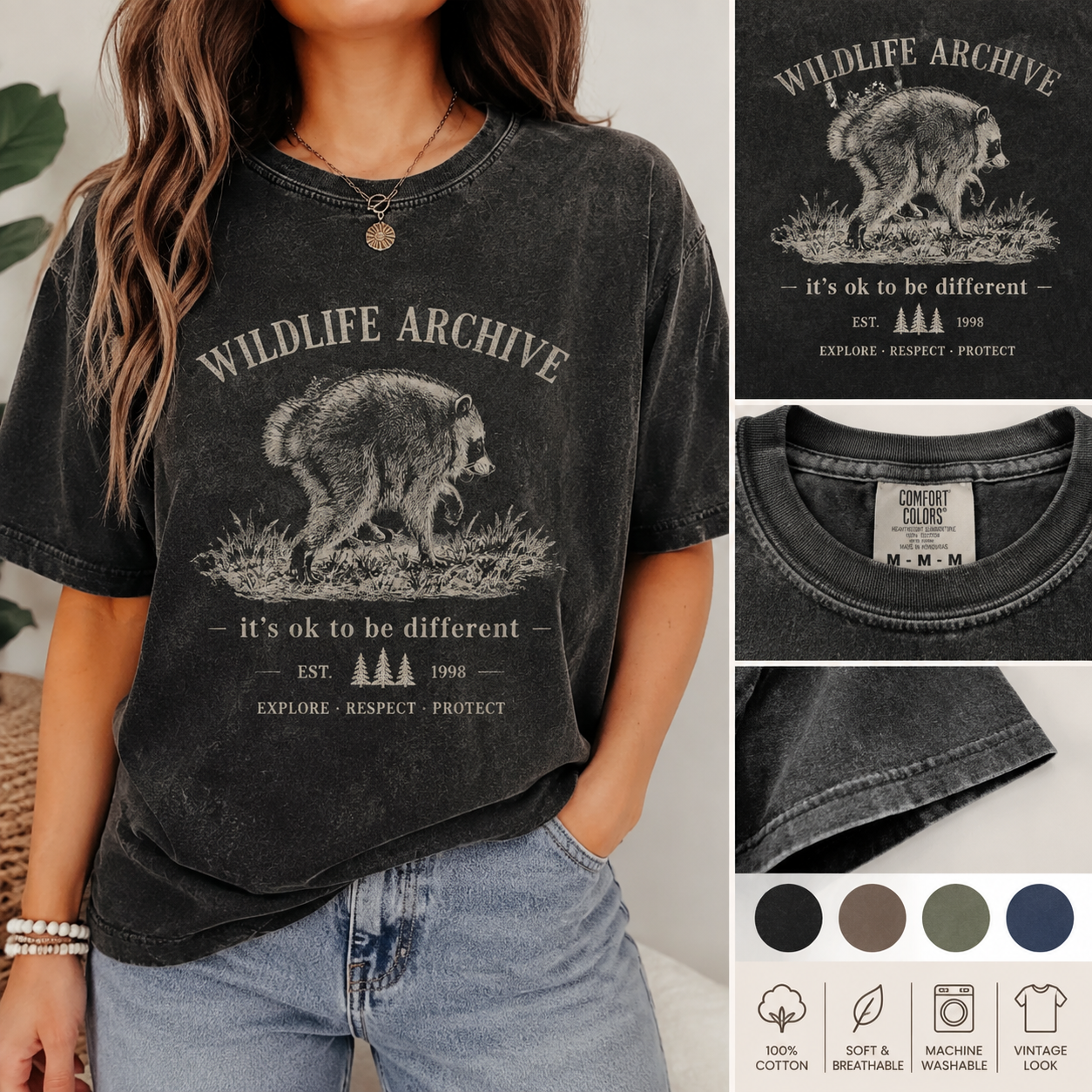 Raccoon Wildlife Archive Tee