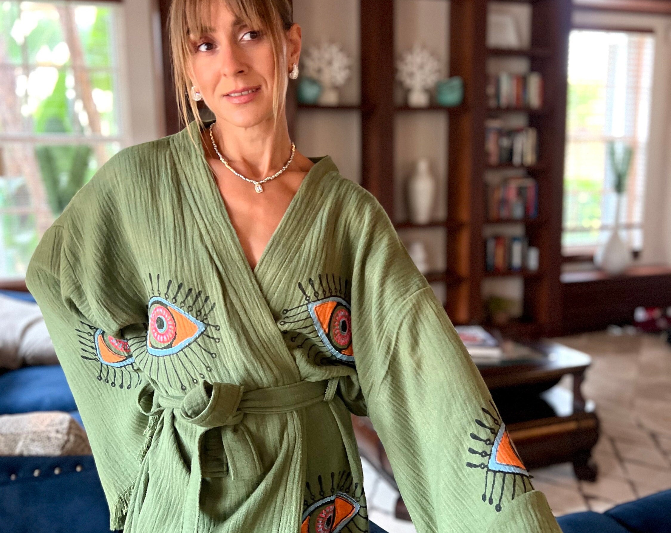 Boho Morning robe, Organic Cotton Spa Robe