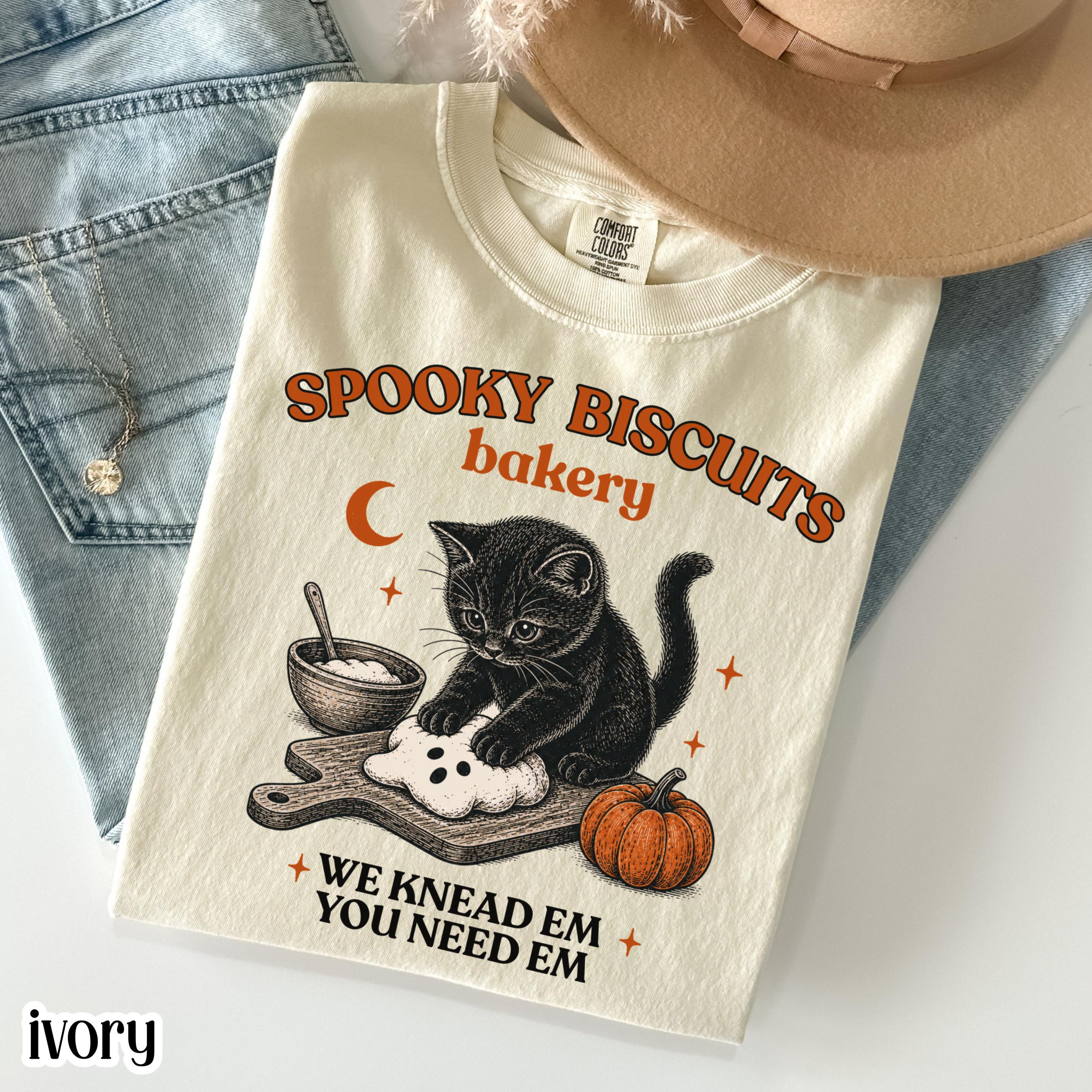 Kitty Biscuits Shirt Spooky Season Tee Black Cat