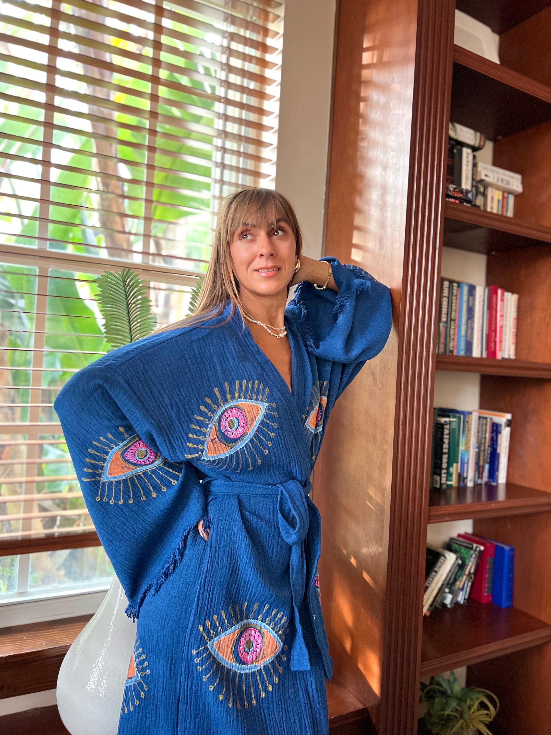 Boho Morning robe, Organic Cotton Spa Robe