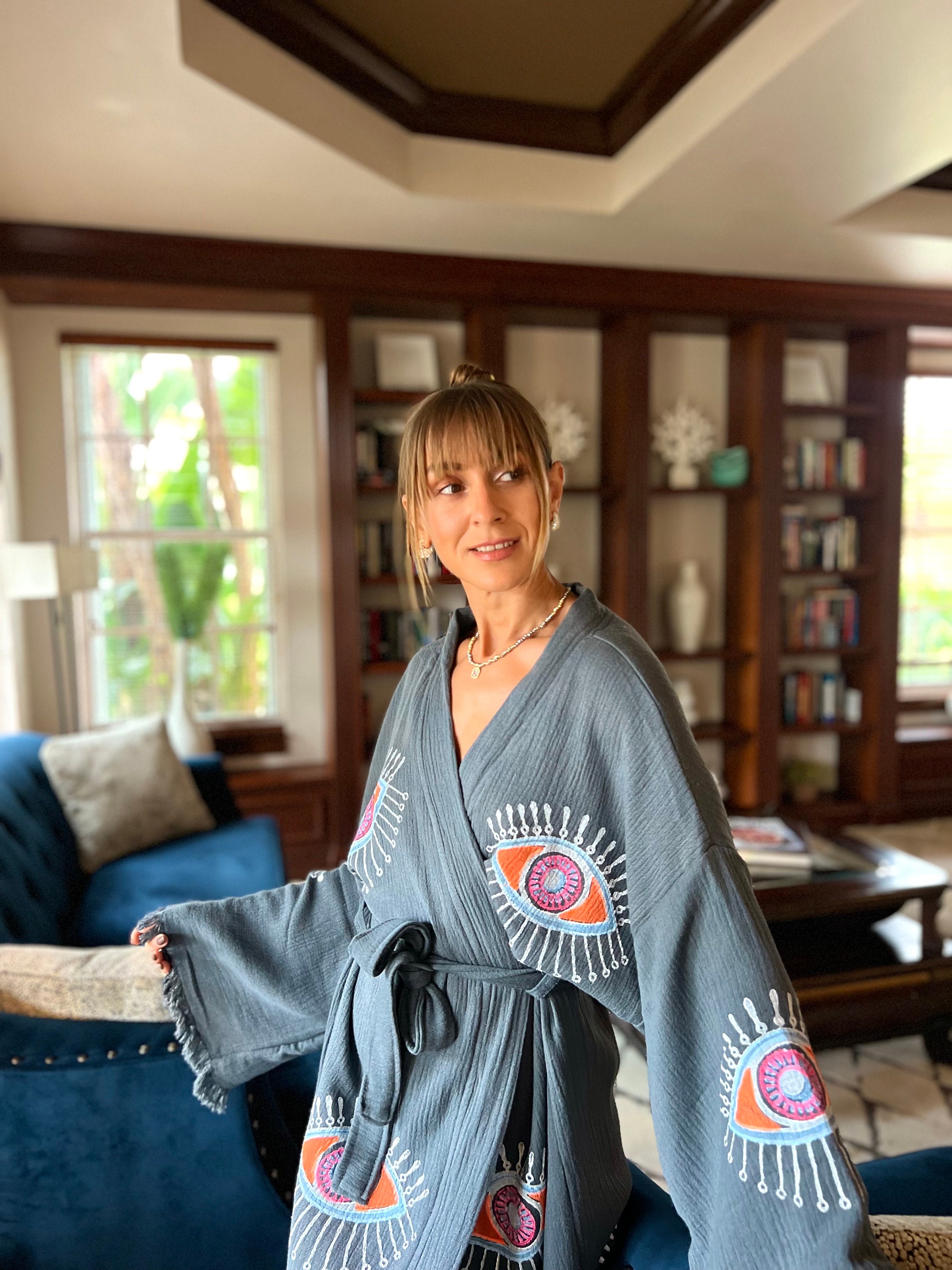 Boho Morning robe, Organic Cotton Spa Robe