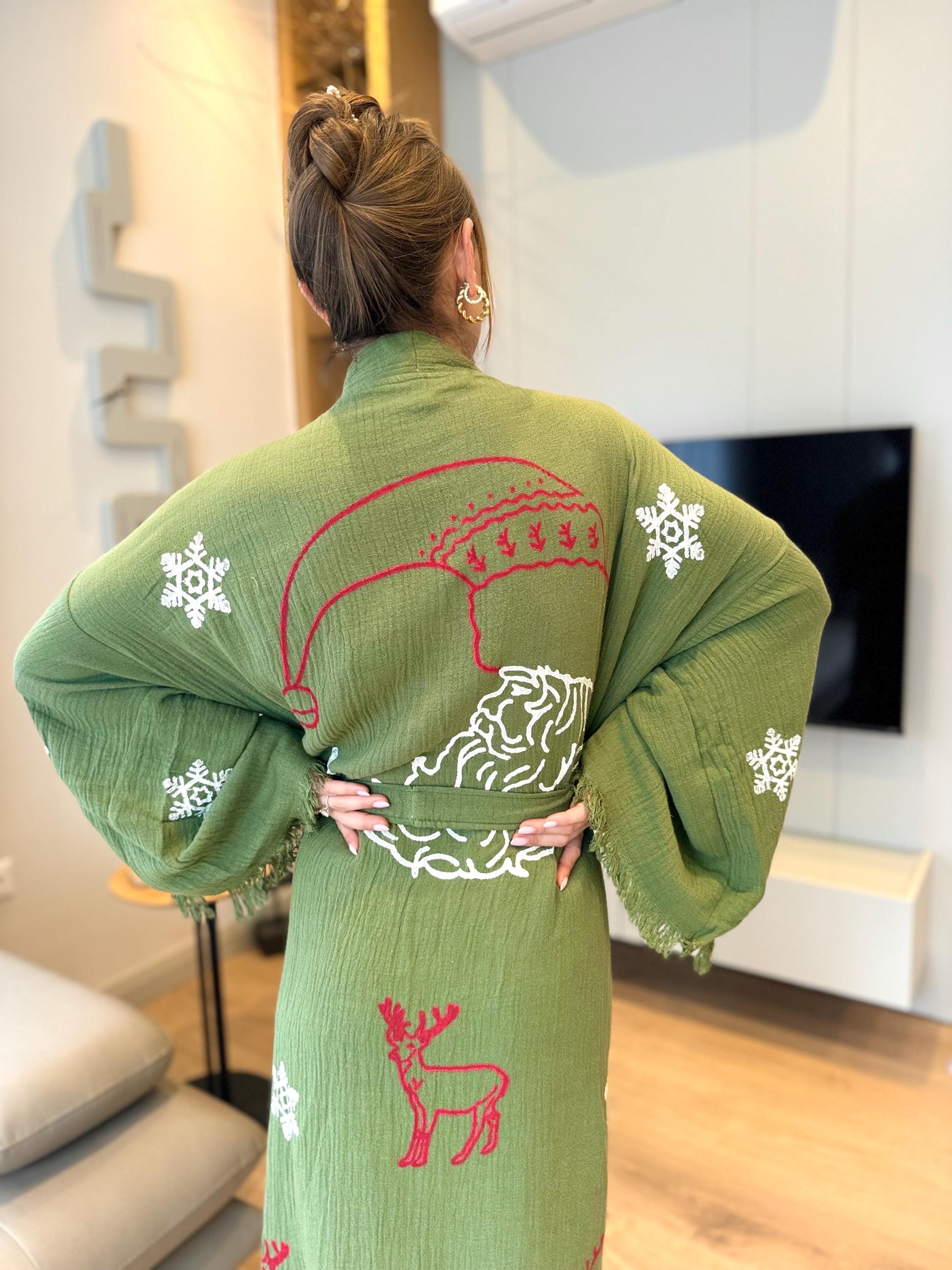 Hand Printed Santa Robe Christmas Loungewear